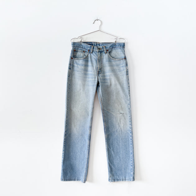 Elsie & Fred Ride On Time Embossed Oversized 90s Jeans in Blue