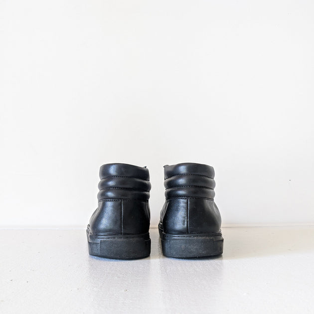 Sully Wong Black Leather Mid Top Sneaker | Fold and Fray
