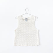 Vintage Northern Reflections 100% Cotton Crochet Tank-Style Sleeveless Shirt with Scoop Neckline and Scalloped Hems.