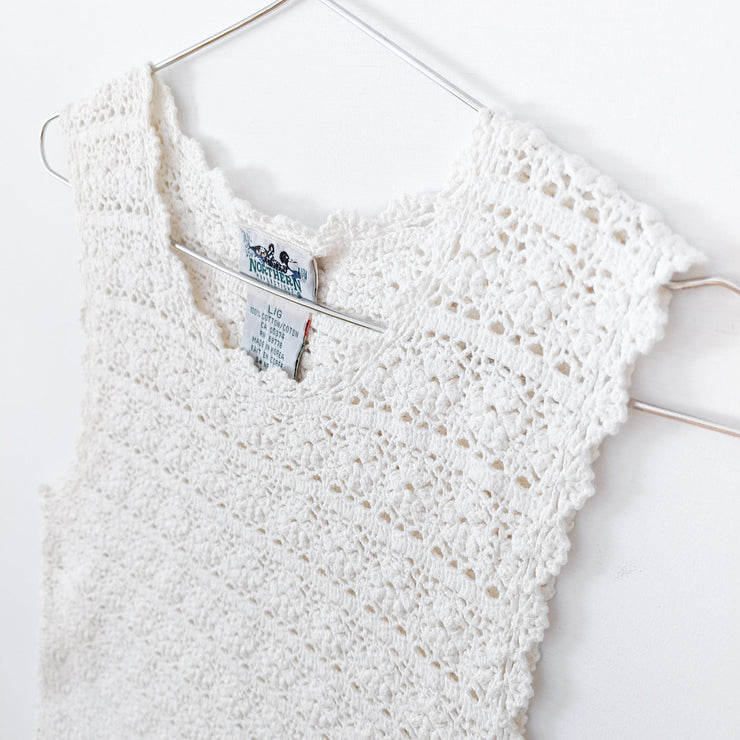 Abbey White Sheer Crochet Tank Top