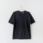 Vintage Black cotton three button henley t-shirt.