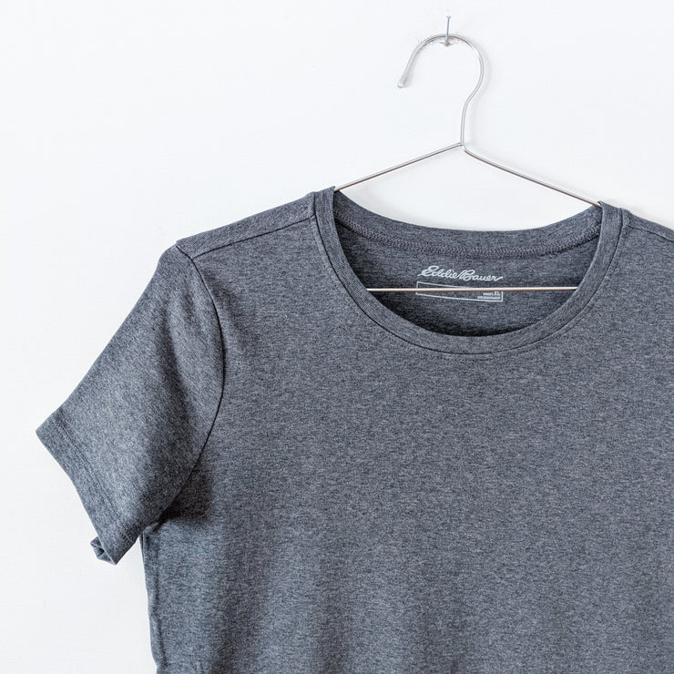 Grey Micro Ribbed Eddie Bauer Cotton T-Shirt | Fold and Fray