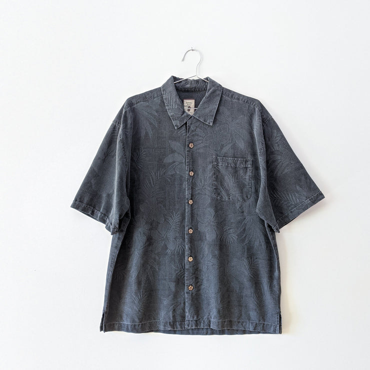 Charcoal Silk Short Sleeve Button-up Shirt | Jamaica Jaxx – Fold and Fray