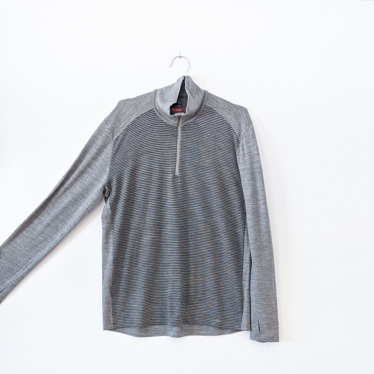 Icebreaker Merino Wool Bodyfit 200 Grey Striped Sweater – Fold and
