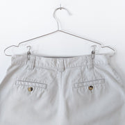 Beige High Waisted Khaki Shorts. Campus Crew Women’s 8. Greige/Off-White Cotton Shorts. Back Welt Pockets with Brown Buttons.