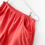 Vintage 90's Magic Mountain Shorts Bright Red-Orange, Women’s Large, Preshrunk Cotton. Elastic Waist and Pocket.