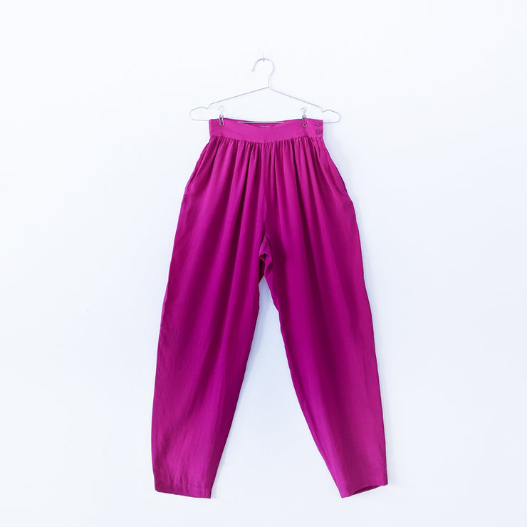 Vintage Irka Silk High Waisted Pants Fuschia/Purple/Pink – Fold and Fray