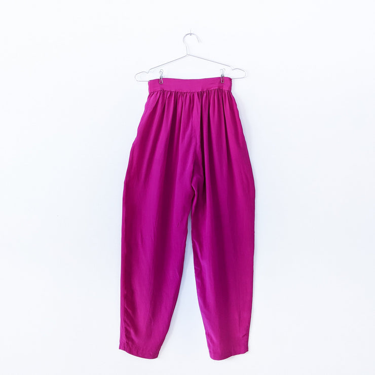 Vintage Irka Silk High Waisted Pants Fuschia/Purple/Pink – Fold and Fray
