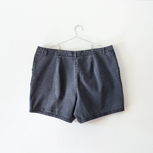 Back of Vintage cotton denim shorts in Charcoal. No pockets.