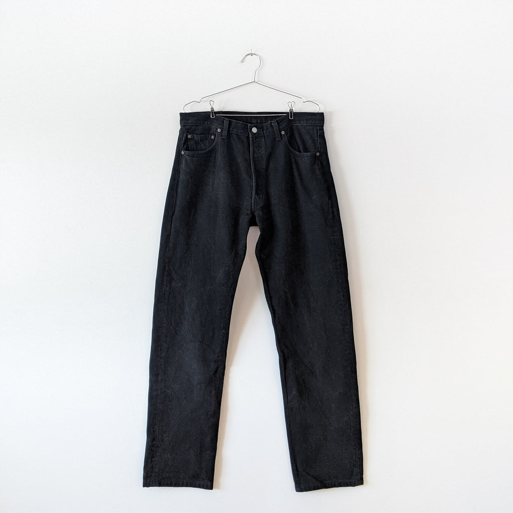 Black Levi's 501 36x36 Denim Jean Fold and Fray - Main Image