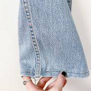 Raw Altered Cuff on Distressed Pale Blue Vintage Levi’s 516 32X32 Slim Fit Straight Leg Jeans, Made in Canada.
