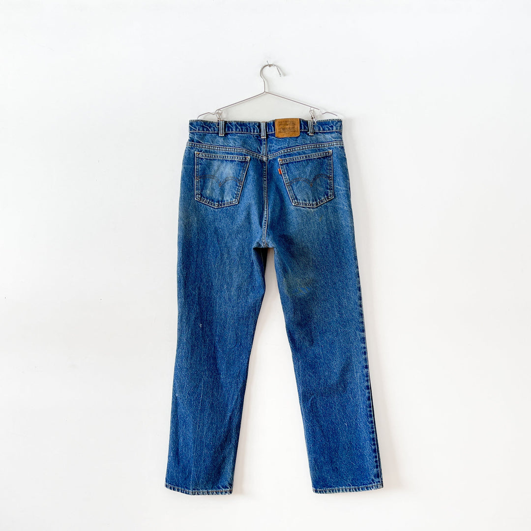 Vintage 1960 s 70 s Orange Tab Levi s 619 38X32 Blue Denim Jeans