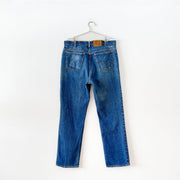 Vintage Levi’s 619 38X32 Jeans, Blue Denim, 1960/70 Levi’s Orange Tab. Blue Jeans, Two Back Pockets, Levi’s 619 Logo.