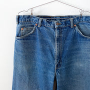 Vintage Levi’s 619 38X32 Jeans, Blue Denim, 1960/70 Levi’s Orange Tab 50619 0217. Blue Jeans, Close-up, Minor Fading.