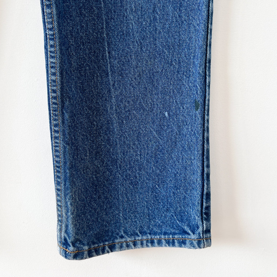 Vintage 1960 s 70 s Orange Tab Levi s 619 38X32 Blue Jeans Fold and Fray