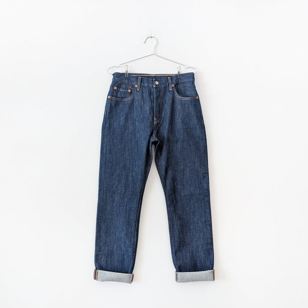 Levi's 501 Original Fit Dark Wash “Across A Plain” High-rise Blue Jean with Cuffed Hem. Women's 28X30.