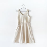 Vintage 1980’s Andrew Harvey Natural Cotton Cream Sleeveless A-Line Dress. Buttons up the Left Side. Women’s 4. Fold and Fray in Canada.