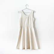 Vintage 1980’s Andrew Harvey Cream Sleeveless A-Line Dress, Natural Unbleached Cotton, Women’s 4. Fold and Fray in Canada.