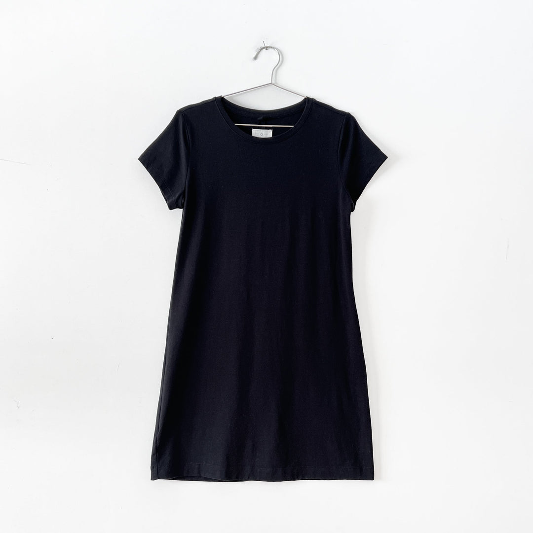 LOFT Lou Grey Soft Black T Shirt Dress Fold and Fray