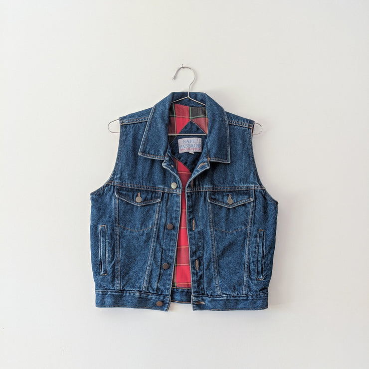 Red denim vest clearance