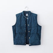 Dark Teal Quilted Vintage Cotton Puffer Vest, Open. U2 Clothing, Size Large. Snaps, Pockets. Fold and Fray.