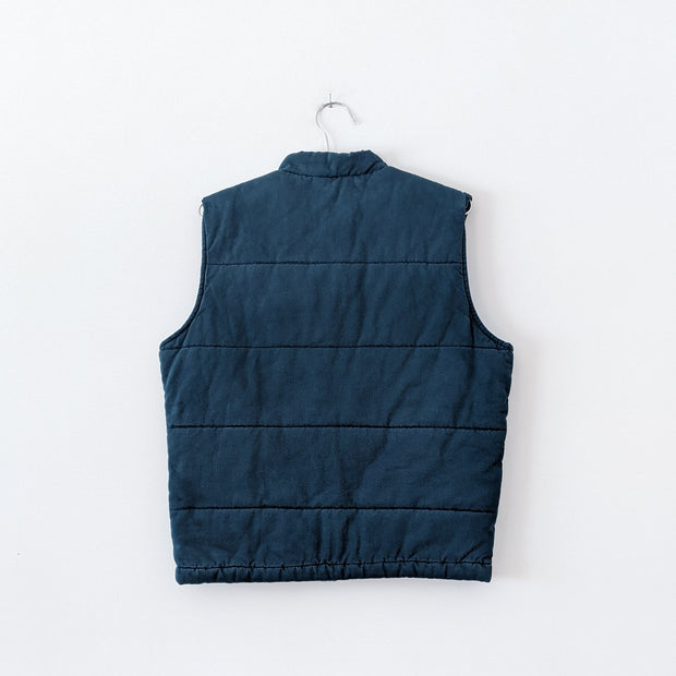 Dark Teal Quilted Vintage Cotton Puffer Vest. U2 Clothing, Size Large. Snaps, Pockets. Fold and Fray.