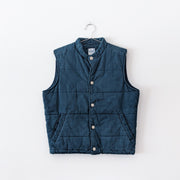 Dark Teal Quilted Vintage Cotton Puffer Vest. U2 Clothing, Size Large. Back View. Fold and Fray.