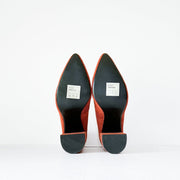 New Soles of Matt & Nat Amari Burnt Orange Striped Corduroy Block Heel Shoes, Womens Size 7.