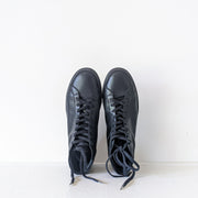 Sully Wong Leather Mid-Top Sneakers Black, SWJ 5 Mid Top Sneaker Men’s 9, Monochrome Black. Top View, Round/Almond Toe.