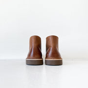 Clarks Chukka Brown Leather Desert Boot, Style 15522. Back Heel View. Smooth Leather Darkens Towards Heel.