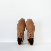 Top View, Steve Madden Chukka Tan/Brown Suede Desert Boot Mens Size 17. Top View, Almond Toe, Three Eyelet, Cream Stitching.