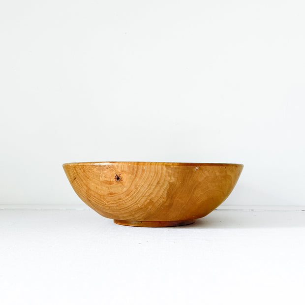 Handcrafted Wooden Bowl, Golden Yellow Glazed Wood Bowl. Second-hand Home Goods, Fold and Fray in Guelph Ontario.