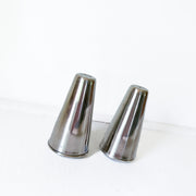Vintage Mid Century Modern Stainless Steel Salt and Pepper Shakers. Vintage Home Goods in Guelph, Ontario, Canada.