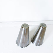 Vintage Mid Century Modern Stainless Steel Salt and Pepper Shakers. Vintage Home Goods in Guelph, Ontario, Canada.